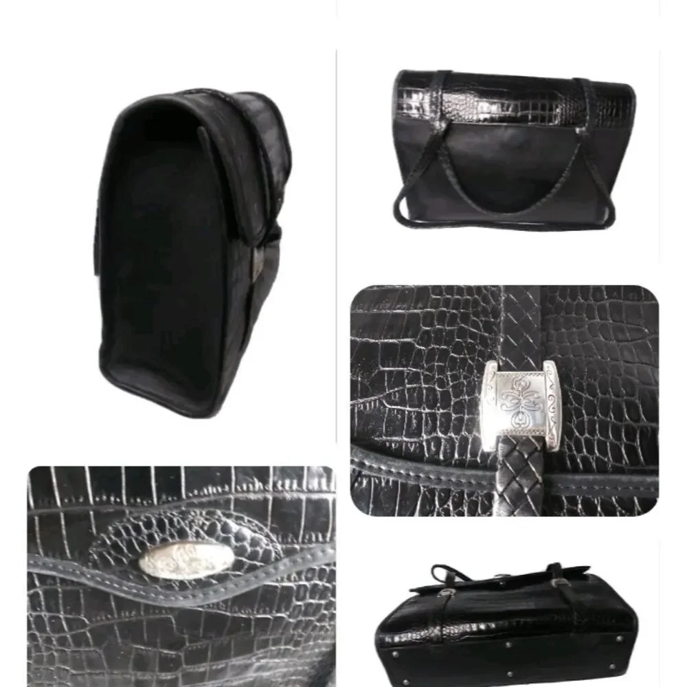Brighton Leather Briefcase Attache Bag Croco Embossed Brighton For Business Bag